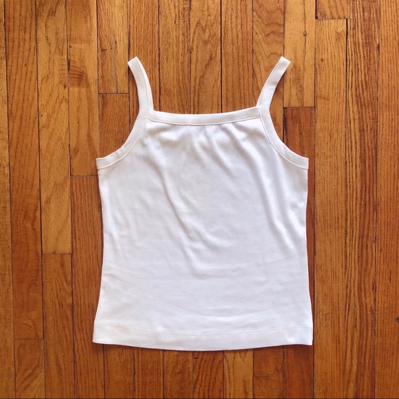 White Square Neck Ribbed Tank Top Size XS - Picture 2 of 6